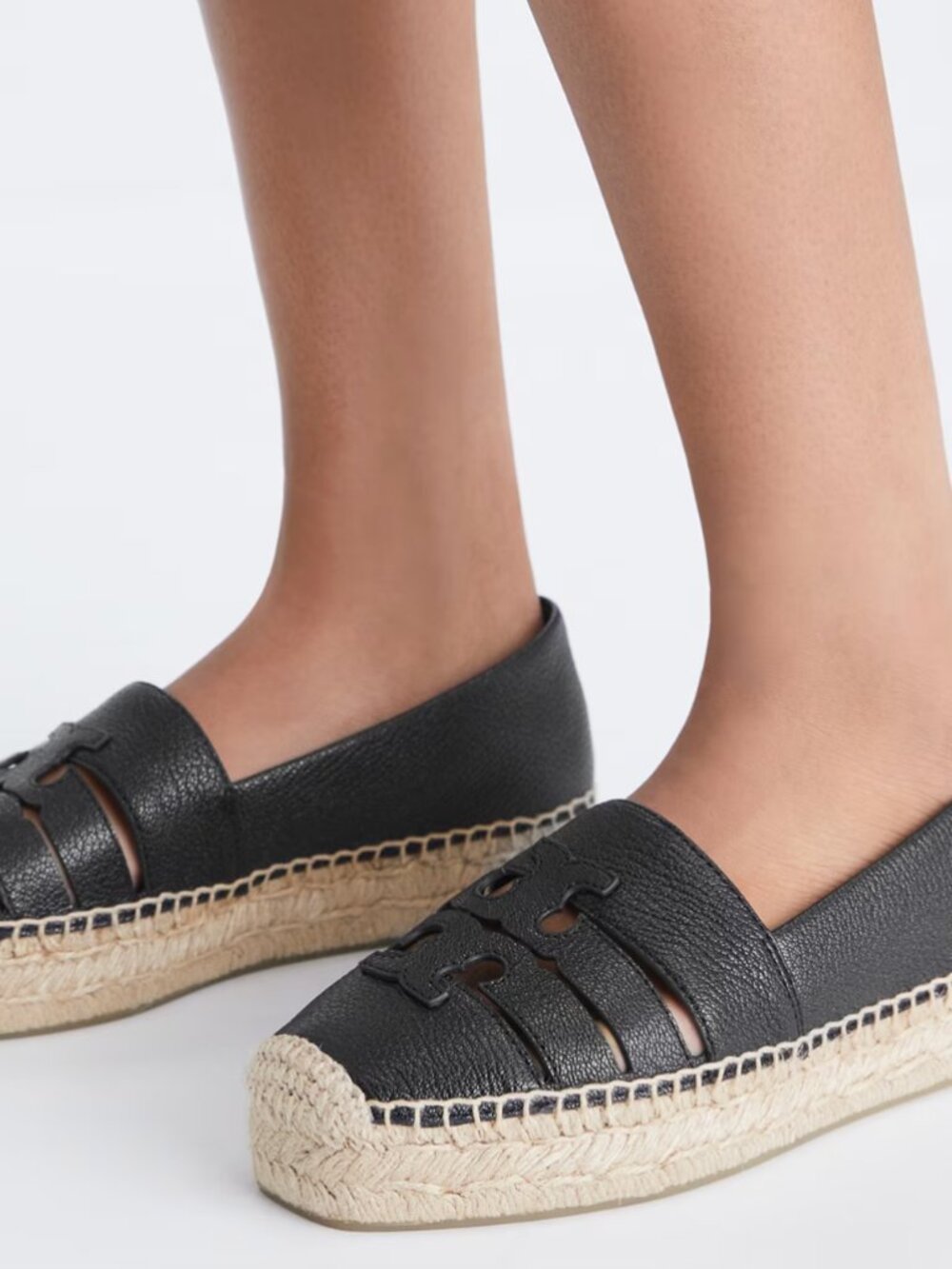 NIB TORY BURCH INES PLATFORM ESPADRILLE BLACK SIZE 8